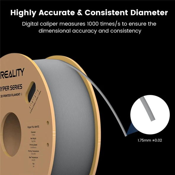 Creality Hyper Pla Gri Filament 1.75mm 1000Gr - Resim 3