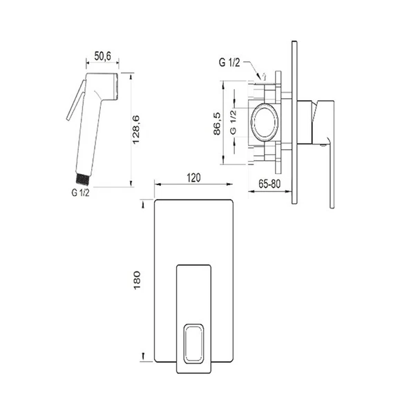 VALTEMO QUATRO SQUARE ANKASTRE SHUT-OFF BATARYA SETİ (KROM) - 2