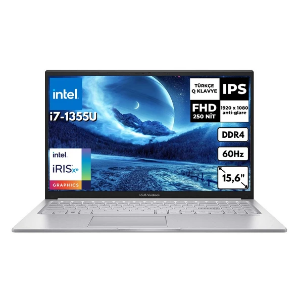 Asus Vivobook 15 I7-1355U 40GB 1 Tbssd Iris Xe Graphics 15.6" Fhd Freedos Taşınabilir Bilgisayar X1504VA-NJ412AT18