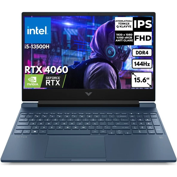 Hp Victus Gaming 15-FA1033NT I5-13500H 64 GB 256 GB SSD 6gb RTX4050 Freedos 15.6" Fhd Windows 11 Pro Taşınabilir Bilgisayar 7N9V2EAAT86 ürün görseli 1