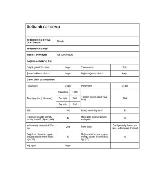 Bosch GSV29VWE0N 206 LT 6 Çekmeceli Dikey Derin Dondurucu - Resim 6