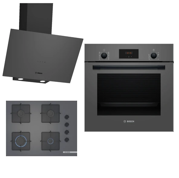 Bosch HBF512BH1T-POP7C9P30O-DWK64PJ70T Ankastre Gri 3 Lü Set 310 ürün görseli