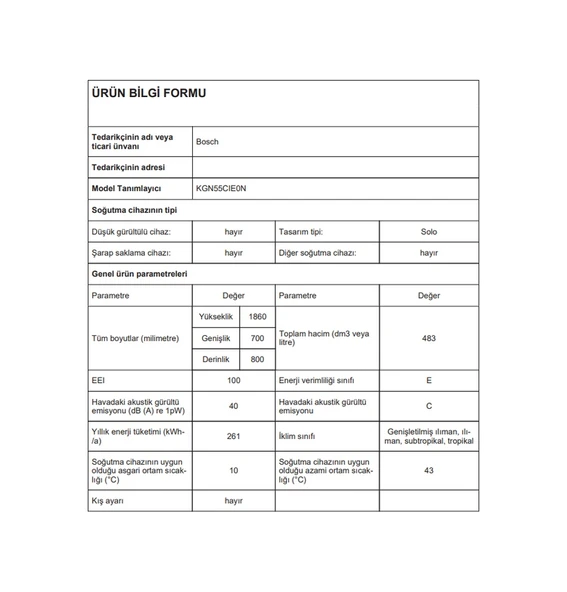 Bosch KGN55CIE0N 483 LT No-Frost Kombi Tipi Buzdolabı - Resim 8
