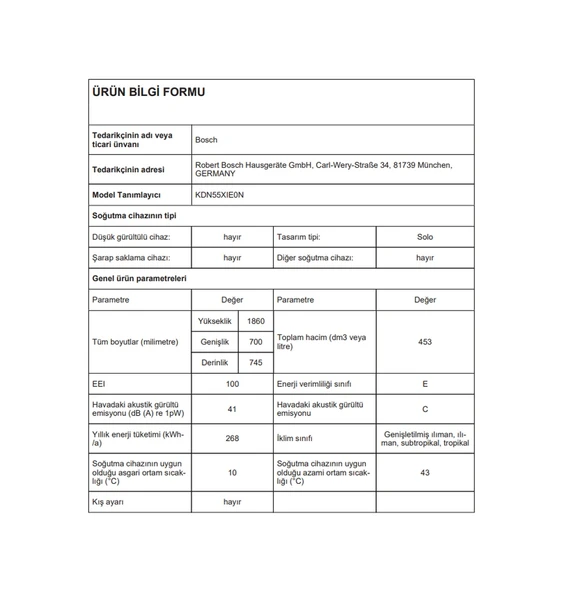 Bosch KDN55XIE0N 453 LT No-Frost Çift Kapılı Buzdolabı - Resim 7