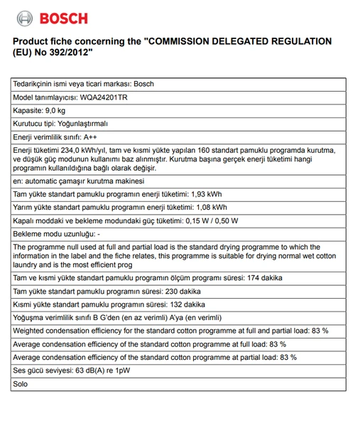 Bosch Serie 4 WQA24201TR 9 KG Isı Pompalı Kurutma Makinesi - Resim 3