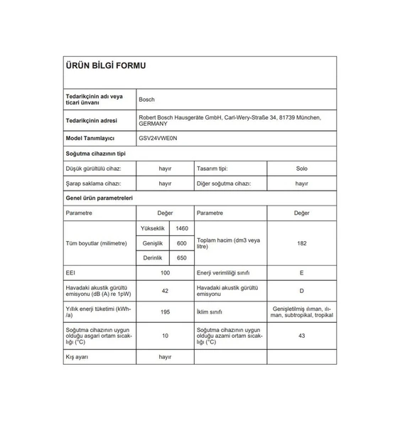 Bosch GSV24VWE0N 182 L Solo Derin Dondurucu - Resim 6