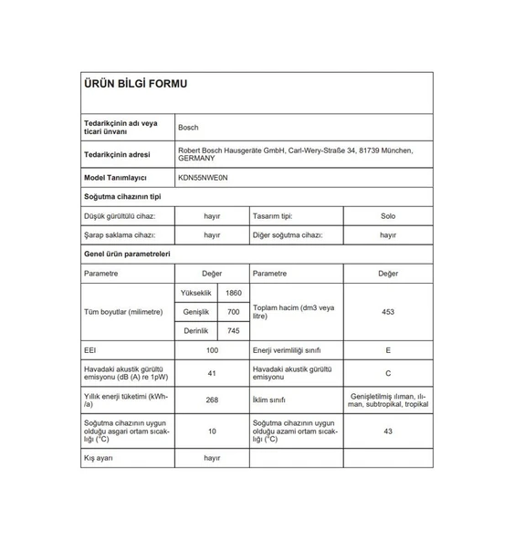 Bosch KDN55NWE0N 453 LT No-Frost Çift Kapılı Buzdolabı - Resim 7