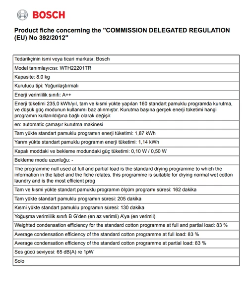 Bosch Serie 4 WTH22201TR 8 KG Isı Pompalı Çamaşır Kurutma Makinesi - Resim 4