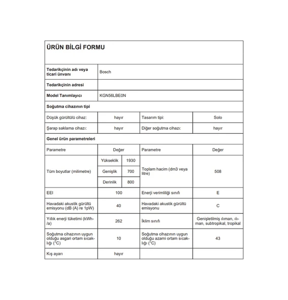 Bosch KGN56LBE0N 508 LT No-Frost Kombi Tipi Buzdolabı - Resim 4