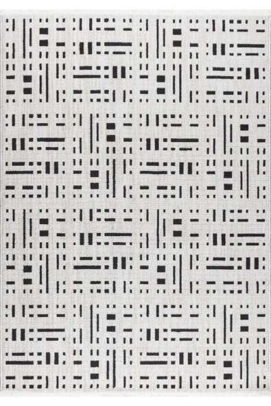 Pastel Halı Rio C3010A Beyaz Antrasit Serisi Salon Oturma Yatak Odası Halısı ürün görseli 1