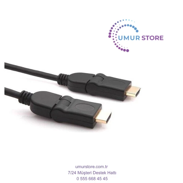 2x 90DERECE HDMI Kablo Gold - 1.8m - 3