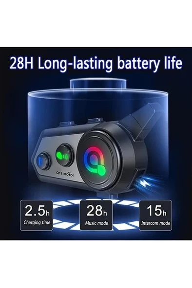 Q18 Motosiklet Kask Kulaklık Intercom Işıklı 2 Eşleşme Özellikli 1000 Mah - 4