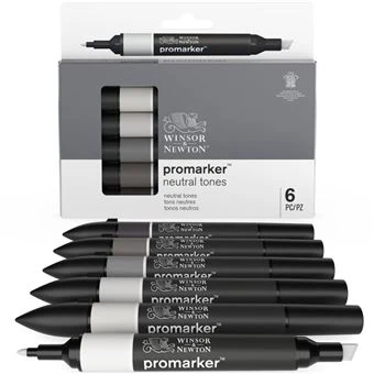 Winsor & Newton Promarker Neutral Tones Gri Tonlar Seti (6 Renk) ürün görseli 1