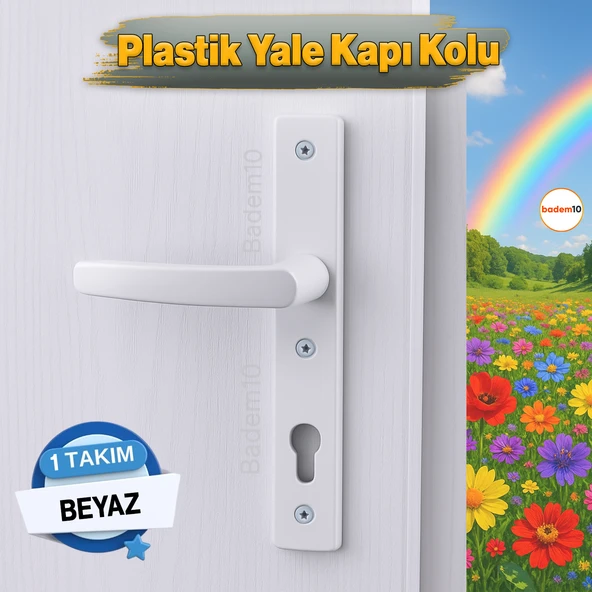 PVC 1 Takım Kapı Kolu Beyaz Balkon Banyo Tuvalet Wc Plastik Kulp Kilitsiz ürün görseli