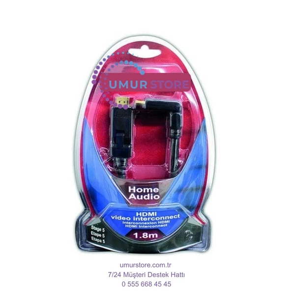 2x 90DERECE HDMI Kablo Gold - 1.8m - 5