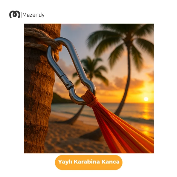 11x120 mm Düz Yaylı Karabina Kanca 3 Adet Paslanmaz Çelik Aparat - Resim 2