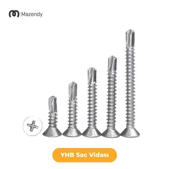 YHB Sac Vidası 4,2x22 mm 100 Adet Matkap Uçlu Galvaniz Sac Vidası - 2