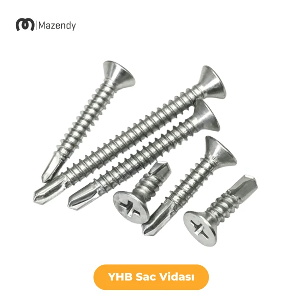 YHB Sac Vidası 4,2x22 mm 100 Adet Matkap Uçlu Galvaniz Sac Vidası - 3