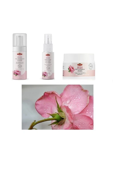 3'lü Gül Kürü Cilt Bakımseti ,makyaj Temizleme Köpüğü,gül Suyu Spreyi 50 ml,el Ve Boyun Kremi 50 ml ürün görseli