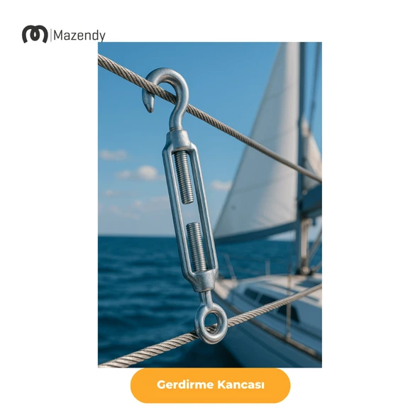 M8 Galvanizli Gerdirme Kanca Askı ve Tel Halat Gergi (1 Adet) - Resim 2