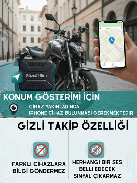 Gözcü Mobil Ultra Ios Android Uyumlu Airtag Anlık Geçmişe Dönük Konum 30 Ay Pil Ömrü Gps Araç Motor Çocuk Akıllı Gizli Takip Cihazı (5-10 Dakika Aralıklı Sinyal Alır) - 2