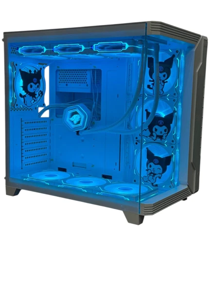 Kuromi Karakterli 7 ARGB Fanlı 850W 80 Plus Bronz Power'lı 360MM Sıvı Soğutmalı Beyaz Akvaryum Kasa - Resim 7