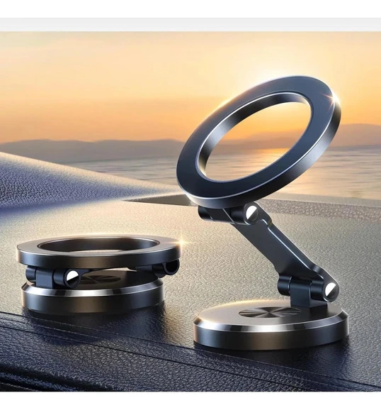 Katlanabilir Magsafe Mıknatıslı Metal Mini Araç Içi Telefon Tutucu 360 Derece Dönen