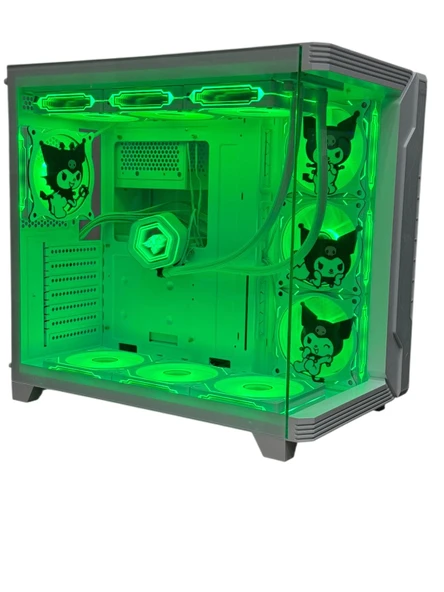 Kuromi Karakterli 7 ARGB Fanlı 850W 80 Plus Bronz Power'lı 360MM Sıvı Soğutmalı Beyaz Akvaryum Kasa - Resim 9