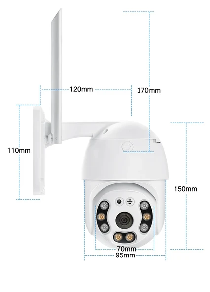 Ventus 360 Dönebilen Kablosuz Wifi Ip Kamera Speed Dome 1080p FullHD Gece Görüşlü Hareketli Dış Mekan Sesli New Edition - 2