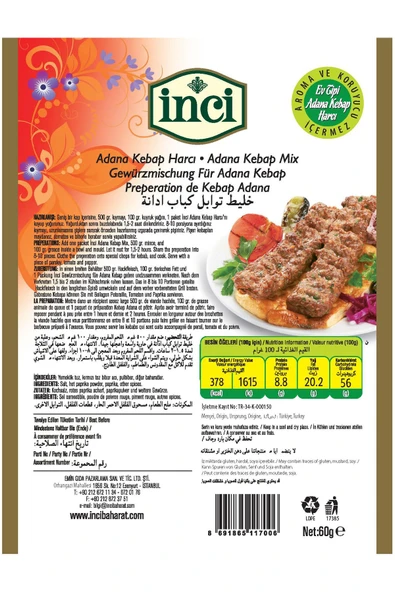 İnci Baharat - Adana Kebap Harcı 60 g. - 2