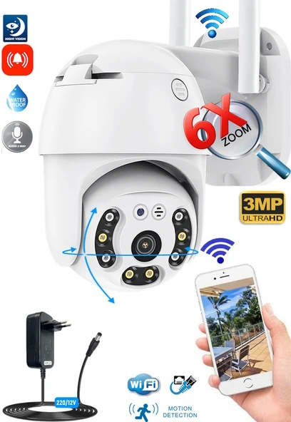 Ventus 360 Dönebilen Kablosuz Wifi Ip Kamera Speed Dome 1080p FullHD Gece Görüşlü Hareketli Dış Mekan Sesli New Edition