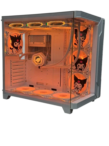 Kuromi Karakterli 7 ARGB Fanlı 850W 80 Plus Bronz Power'lı 360MM Sıvı Soğutmalı Beyaz Akvaryum Kasa - Resim 5