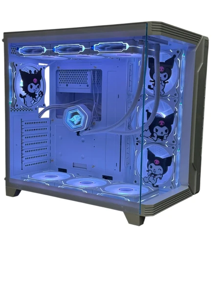 Kuromi Karakterli 7 ARGB Fanlı 850W 80 Plus Bronz Power'lı 360MM Sıvı Soğutmalı Beyaz Akvaryum Kasa - Resim 6