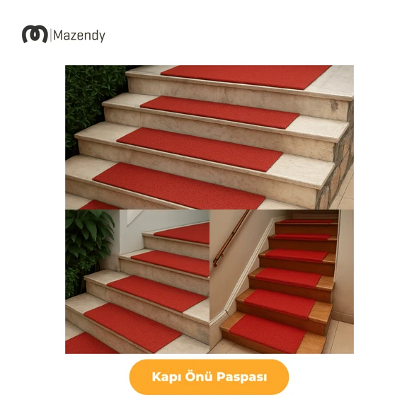 Kıvırcık Paspas 1x12m 14mm Kırmızı Kapı Önü Kaymaz Dış Mekan Halısı - 5