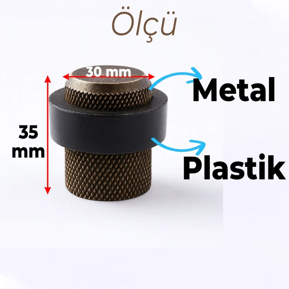 Kapı Stoperi Tamponu Antik Sarı Vidalı Metal Tutacağı Tutucu Altı Kolu Stopu Takozu Sürgülü Kapı - Resim 2