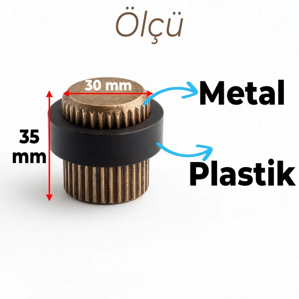 Kapı Stoperi Tamponu Eskitme Antik Vidalı Metal Tutacağı Tutucu Altı Kolu Stopu Takozu Sürgülü Kapı - Resim 2