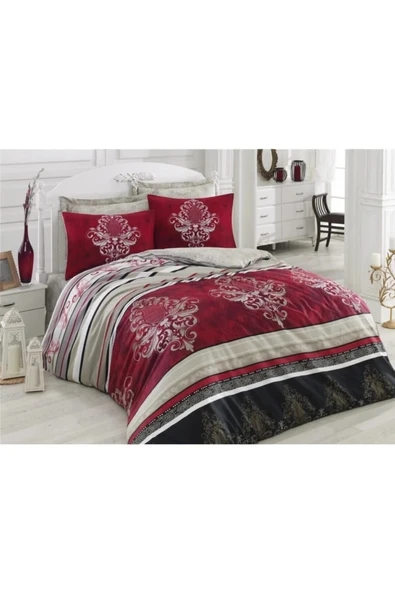 Azra - Bordo Saten Line Çift Kişilik Nevresim Takımı ürün görseli