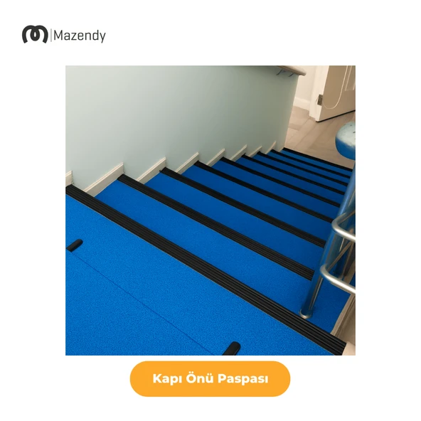 Kıvırcık Paspas 1x7m 14mm Turkuaz Kapı Önü Kaymaz Dış Mekan Halısı - 8