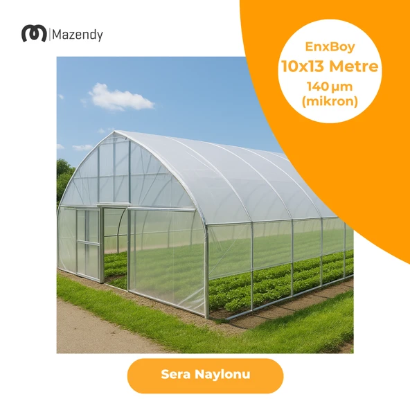 Sera Naylonu 10x13m 140 Mikron UV+EVA Katkılı Şeffaf Sera Örtüsü – UV ışınlarına dayanıklı, çevre dostu malzeme. - 1