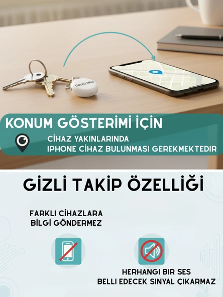 Gözcü Mobil Mini Ios Android Uyumlu Airtag Anlık Geçmişe Dönük Konum 30 Ay Pil Ömrü Gps Araç Motor Çocuk Akıllı Gizli Takip Cihazı (5-10 Dakika Aralıklı Sinyal Alır) - 2