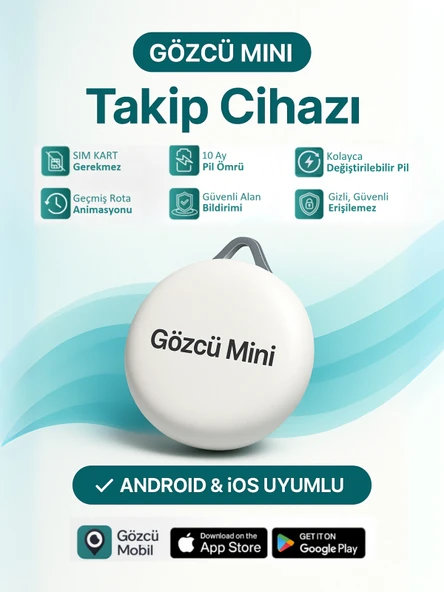 Gözcü Mobil Mini Ios Android Uyumlu Airtag Anlık Geçmişe Dönük Konum 30 Ay Pil Ömrü Gps Araç Motor Çocuk Akıllı Gizli Takip Cihazı (5-10 Dakika Aralıklı Sinyal Alır)
