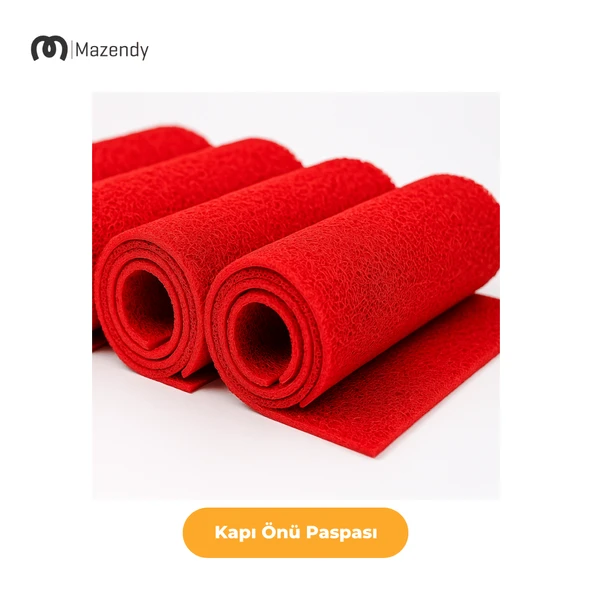Kıvırcık Paspas 1x3m 14mm Kırmızı Kapı Önü Kaymaz Dış Mekan Halısı - 4