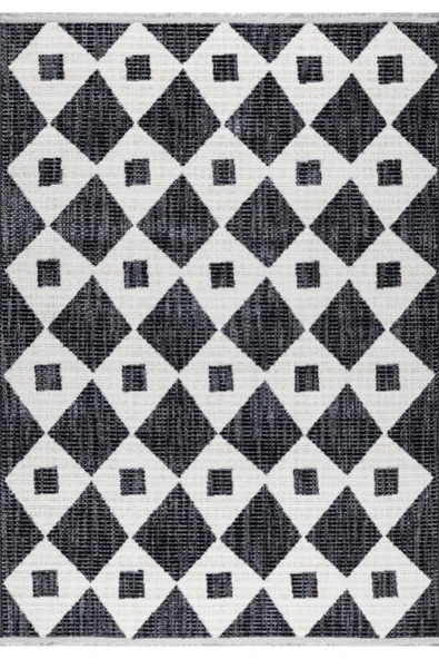 Pastel Halı Rio C3019A Antrasit Beyaz Serisi Salon Oturma Yatak Odası Halısı ürün görseli 1