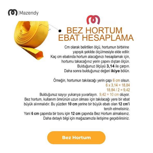 Süper Örme Bez Salma Sulama Hortumu 16cm x 50m Dayanıklı Yassı Bahçe Hortumu - 6