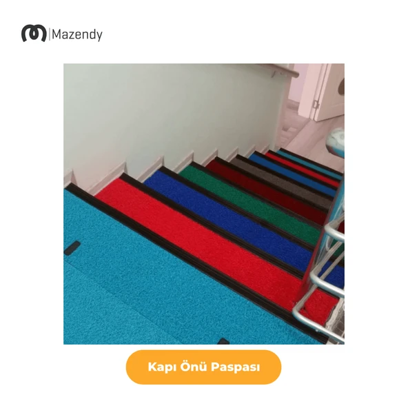 Kıvırcık Paspas 1x4m 14mm Turkuaz Kapı Önü Kaymaz Dış Mekan Halısı - 9