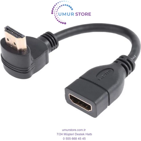 HDMI Dişi Erkek Uzatma 90 Derece Dirsek Çevirici Dönüştürücü Kablosu - Resim 2