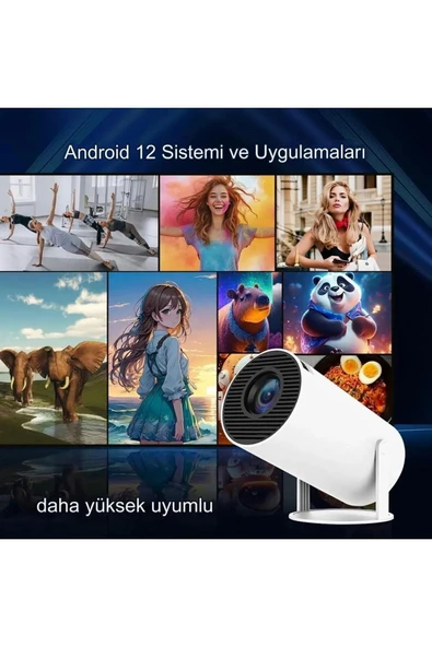 Taşınabilir Sinema Projektörü 4k Ev Sineması Bluetooth Android 12 Projeksiyon cihazı - 3