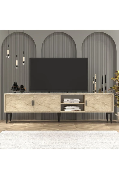 Cool Home Marin Tv Ünitesi Tv Sehpası 180 cm Traverten ( Mermer Desen ) - 2