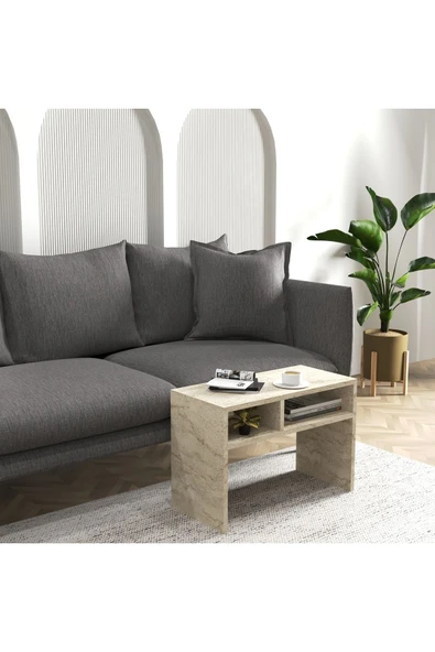 Cool Home Vera Yan Sehpa , Servis Sehpası Traverten ( Mermer Desen ) - 2