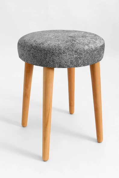 Tekli Ahşap Tabure Kadife Milana - Resim 4